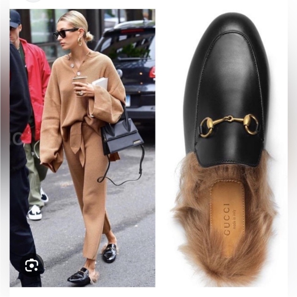 GUCCI “Princetown” Fur Lined Black Leather Mules - Picture 3 of 15